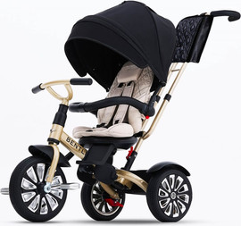 Qplay תלת אופן 6 ב 1 במהדורת זהב מוגבלת דגם Bentley Mulliner צבע התלת אופן gold