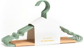 Mustard סט 10 קולבים למבוגרים ירוק מרווה