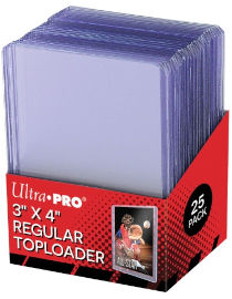 Ultra Pro חבילת 25 יח' טופלואדרים לשמירה איכותית על קלף  Regular Toploader (3" x 4") Pack