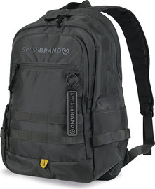 SwissBrand תיק גב עליה למטוס איכותי עם תא ללפטופ עד ״15.6 מבית המותג השוויצרי Swissbrand דגם Walsh צבע אפור