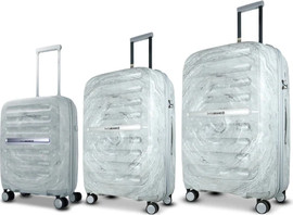 SwissBrand סט מזוודות קשיחות בעיצוב מיוחד דגם Marble מבית המותג השוויצרי SwissBrand צבע אפור