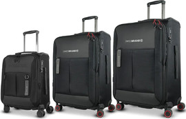 SwissBrand סט מזוודות בד מתרחבות איכותיות דגם Aura מבית המותג השוויצרי SwissBrand צבע שחור