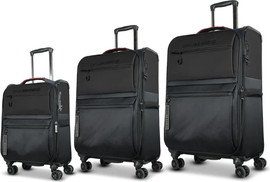 SwissBrand סט מזוודות בד מתרחבות איכותיות דגם Vela מבית המותג השוויצרי SwissBrand צבע שחור