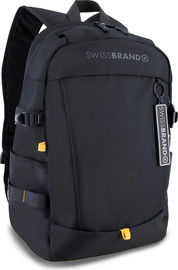 SwissBrand תיק גב עליה למטוס מעוצב עם תא ללפטופ עד ״15.6 מבית המותג השוויצרי Swissbrand דגם Luant צבע שחור