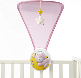 Chicco מובייל מקרין לתקרה אור ירח וכוכבים - Next 2 Moonlight תכלת או ורוד