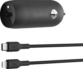 Belkin מטען מהיר לרכב BOOST CHARGE 30W USB-C PD עם כבל USB-C ל-Lightning CCA004bt1MBKB5