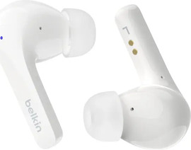 Belkin אוזניות Belkin SoundForm Motion TWS עם סינון רעשים, מארז טעינה אלחוטי ושני מיקרופונים  צבע לבן