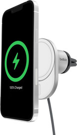 Belkin מטען מגנטי אלחוטי לרכב Belkin עם Qi2 15W - תואם MagSafe ואייפון אפור