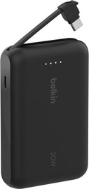 Belkin סוללת גיבוי Belkin BoostCharge מטען נייד 10,000mAh עם כבל מובנה לטעינה מהירה 20W בחרו צבע שחור
