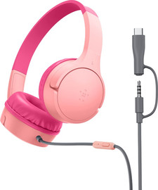 Belkin אוזניות חוטיות לילדים Belkin SOUNDFORM MINI USB-C+3.5 מ"מ בחרו צבע ורוד