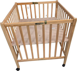 BABY LINE לול עץ גדול ומתקפל לתינוק עם 2 מצבי גובה מעץ מלא דגם חרמון