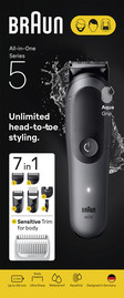 BRAUN עיצוב וקיצוץ שיער הפנים והגוף בראון 7 ב- 1 All-in-One