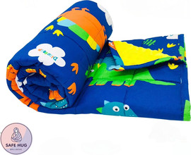 Safe Hug שמיכה כבדה לילדים במשקל של 3 ק"ג,100/150 ס"מ, עשויה מכותנה (הדפס דינוזאורים)