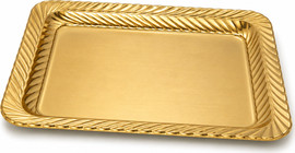 Classic מגש הגשה מלבני מפלסטיק בגוון זהב – 32.5×22 ס"מ