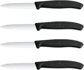 Victorinox 4 סכיני ירקות משוננות להב שפיץ שחור Victorinox