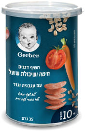 גרבר חטיף דגנים חיטה ושיבולת שועל עם עגבניה וגזר