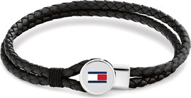 TOMMY HILFIGER צמיד TOMMY HILFIGER לגבר עור כפול דק מקולקציית BRUCE LEATHER עם לוגו המותג דגם 2790654S