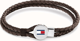 TOMMY HILFIGER צמיד TOMMY HILFIGER לגבר עור כפול דק מקולקציית BRUCE LEATHER עם לוגו המותג דגם 2790655S