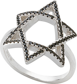 IDITA 925 טבעת מכסף 925 מגן דוד אבנים שחורות