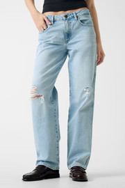GUESS גינס Guess Estroyed Straight-Leg Boyfriend נשים - גס - Blue