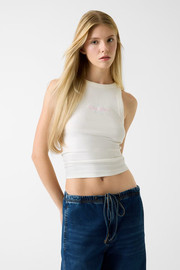 GUESS גופיה Guess Embroidered Logo נשים - גס - White