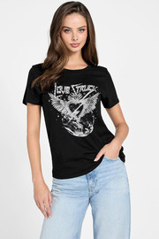 GUESS חולצת טישירט קצרה Guess Printed נשים - גס - Black