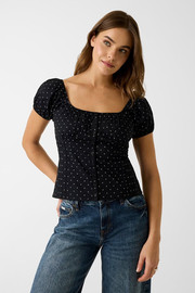 GUESS חולצת טישירט קצרה Guess Sequins Blouse נשים - גס - Black