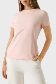 GUESS חולצת טישירט קצרה Guess Rhinestones Logo נשים - גס - Pink