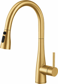 Waterfall ברז מטבח נשלף זהב מוברש מסדרת Goma מבית Waterfall