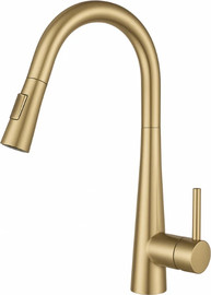 Waterfall ברז מטבח נשלף זהב מוברש מסדרת Hilo מבית Waterfall