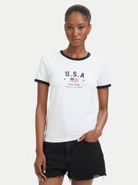 GUESS חולצת טישירט קצרה Guess World Cup Usa נשים - גס - White