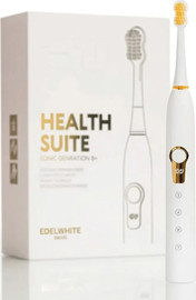 Edelwhite מברשת שיניים חשמלית סונית, בעלת מספר ראשי צחצוח ייעודיים, לניקוי לצרכים וחלקי פה שונים, לניקוי יומיומי של משטחי השיניים, לניקוי ממוקד סביב שתלים, גשרים ובאזורים שקשה להגיע אליהם אדלוויט EW-SG8+ Sonic Generation Health Suite
