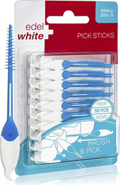 Edelwhite קיסמים בין השיניים עם קופסת נסיעות/ קופסה לנסיעות, 50 יח, הסרת שאריות מזון ורובד חיידקים מאזורים שאליהם מברשת השיניים אינה מגיעה EW-PST50 Pick Sticks Small