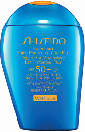 SHISEIDO EXPERT SUN תחליב הגנה אנטי אייג'ינג גבוה במיוחד ,לפנים וגוף. עמיד מאד במים SPF-50