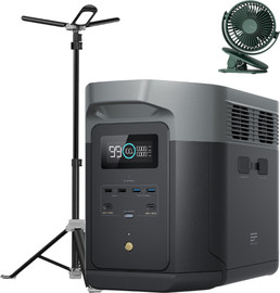 Ecoflow סט תחנת כוח ניידת כולל תאורה שטח ומאוורר מיני Ecoflow אקופלואו Ecocamp 2400