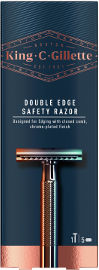 King C Gillette תער גילוח דו צדדי + 5 סכינים לעיצוב ופיסול הזקן
