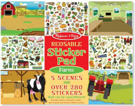 melissa and doug חוברת 5 דפי יצירה ו 280 מדבקות רב פעמיות - חוות חיות