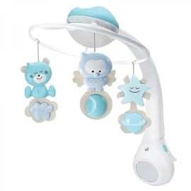INFANTINO מובייל חשמלי מוזיקאלי 3 ב 1 עם מקרן תקרה, 10 מנגינות ומצב התעוררות - כחול