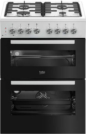 Beko תנור אפייה דו תאי משולב כיריים גז 4 להבות Beko בקו KFDM62120 - לבן