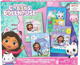 Gabby's Dollhouse בית הבובות של גבי - מארז 4 פאזלים מעץ - Gabby's Dollhouse