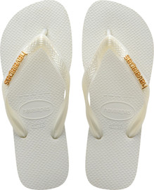 HAVAIANAS כפכפי טופ לוגו מטאליק לבן - TOP LOGO METAL WHITE