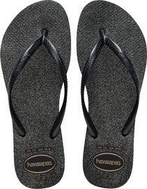 HAVAIANAS כפכפי גלוס שחור גרפיט - SLIM GLOSS Black