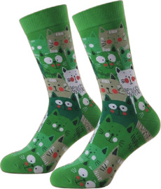 My Socks גרביים מעוצבים חתולי השכונה ירוק
