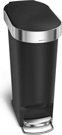 SimpleHuman פח פלסטיק דוושה צר שחור 40 ליטר דגם  cw1390  סימפלהיומן ארה"ב