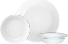 Corelle סט צלחות קורל 18 חלקים ל 6 סועדים דגם Honeybee  תוצרת קורנינג ארה"ב – הצלחות הדקות והחזקות בעולם!