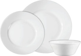 Corelle סט צלחות קורל 36 חלקים ל 12 סועדים דגם Dazzling White  תוצרת קורנינג ארה"ב – הצלחות הדקות והחזקות בעולם!