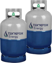 אמישראגז זוג בלוני / מיכלי גז 5 ק”ג רב פעמי למילוי חוזר עם ברז עליון מבית אמישראגז