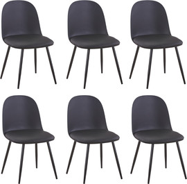 Leonardo 6 כסאות פינת אוכל גיא מעוצבים אופנתיים צבע שחור