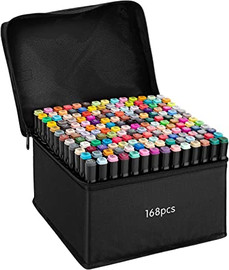 Star Toys מארז 168 טושים צבעוניים סקצ' מרקר דו-צדדים (צד עדין / צד רחב) על בסיס אלכוהול