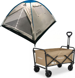 Go Nature אוהל 4 אמיגו + עגלת שטח Camperlite לשטח ולחוף הים